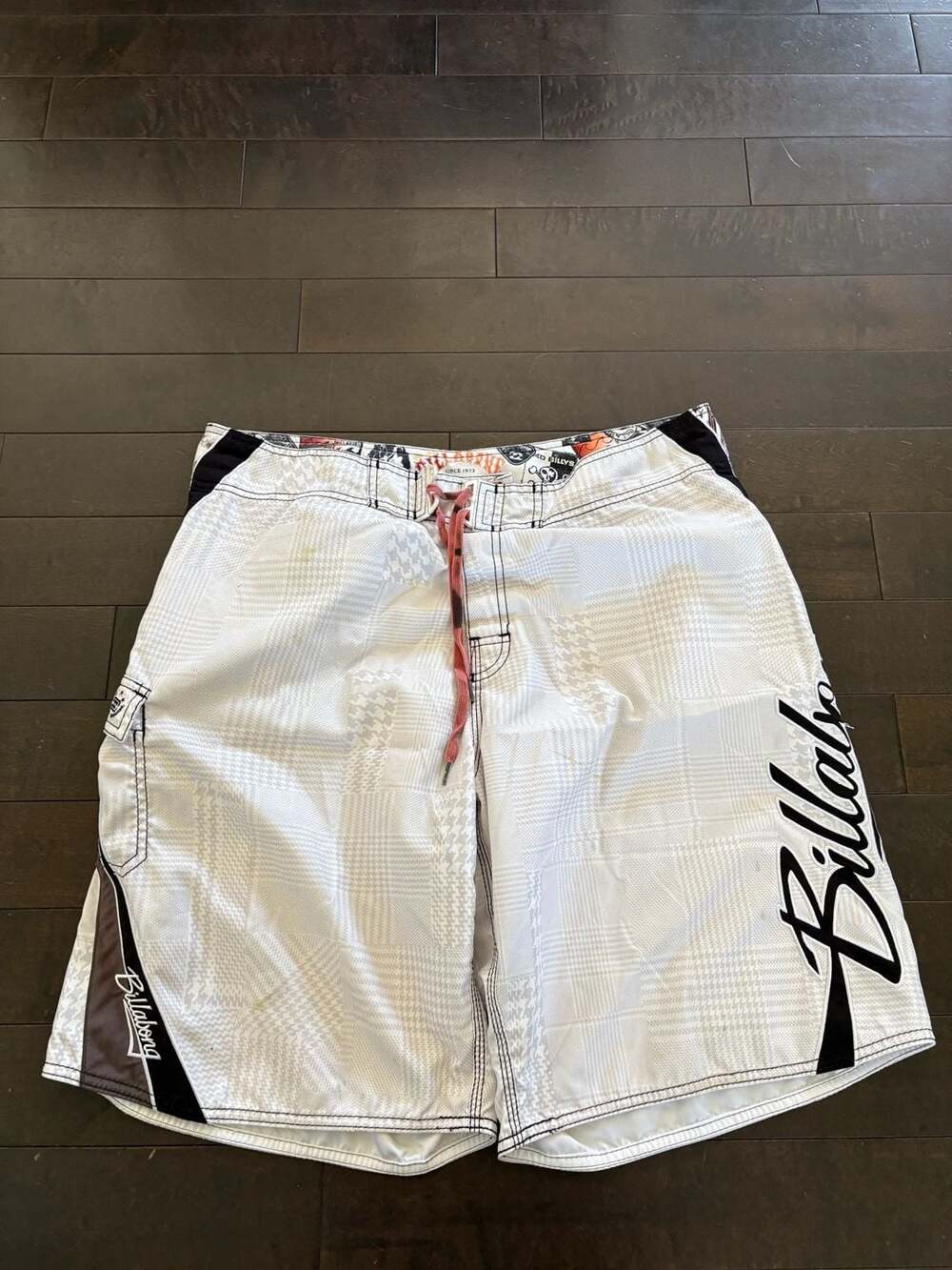 Billabong Mark Occhilupo Signature Board Shorts White Houndstooth Size 38
